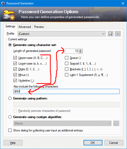 KP password profile